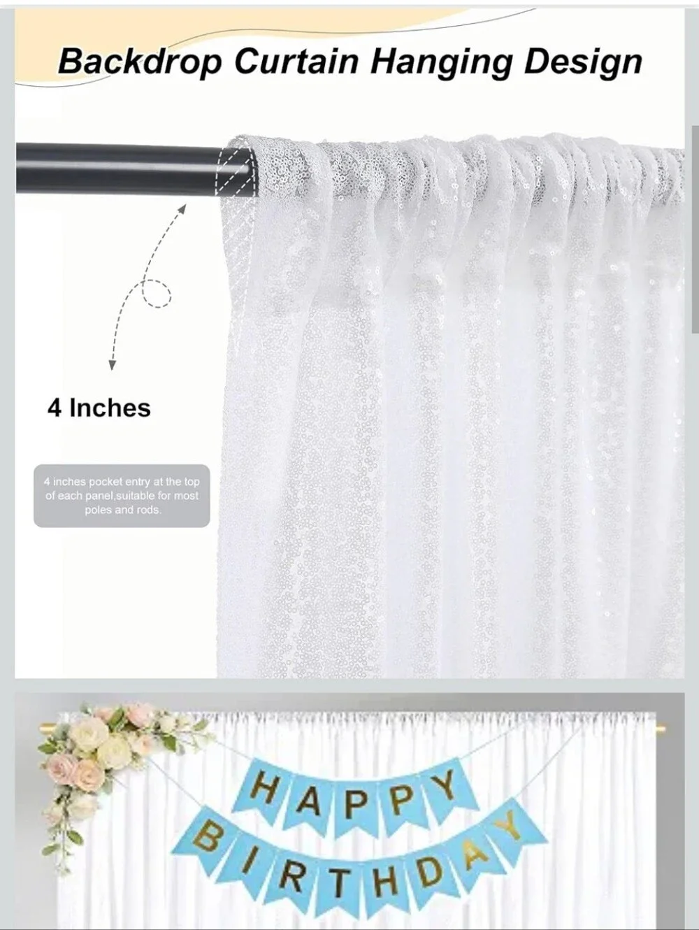 Sequin Window Curtains - Burgundy And White Sparkle (2 Pack)